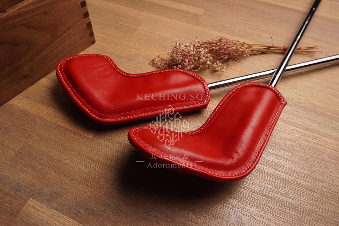 Personalized custom leather golf club head covers red