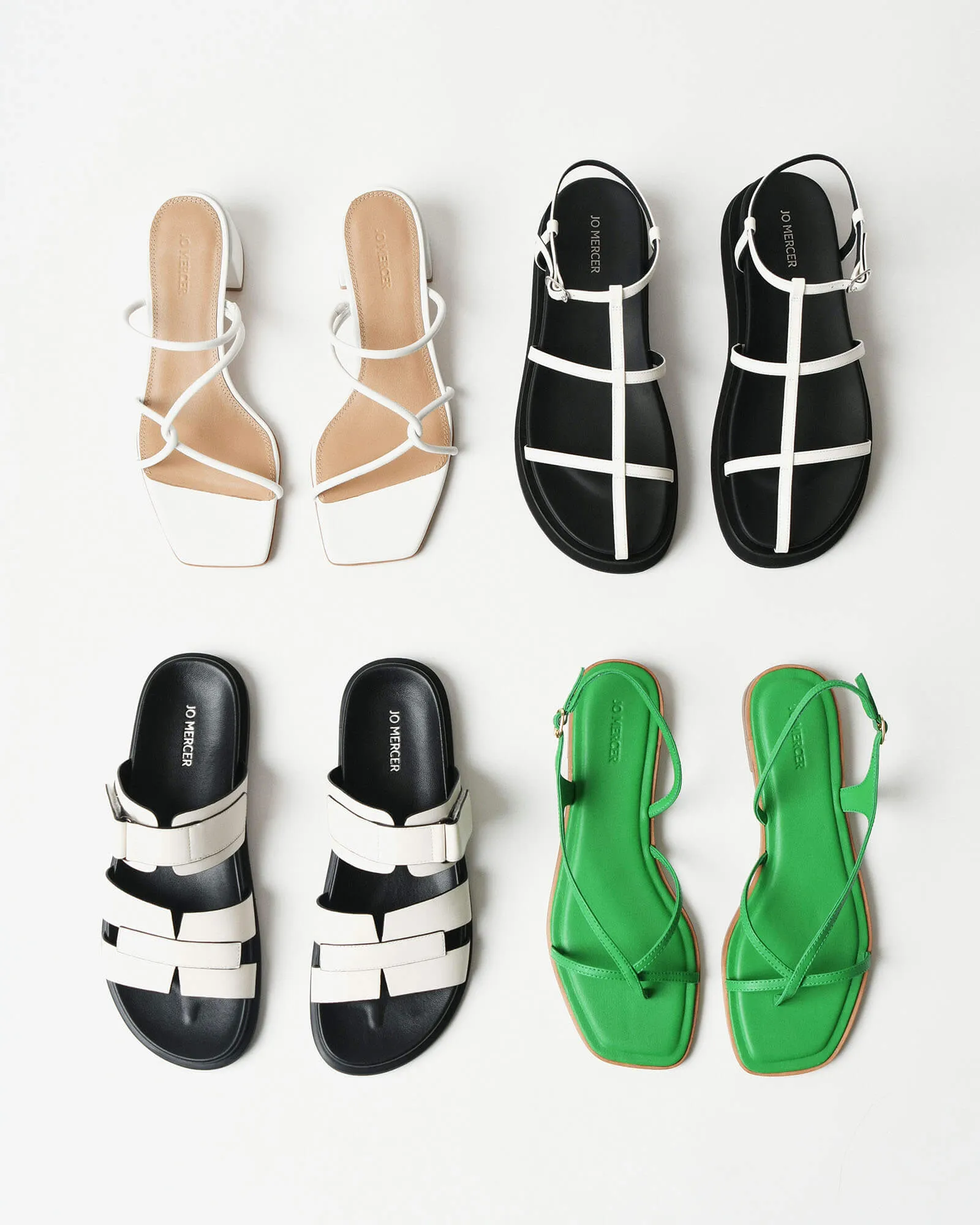 PHOEBE FLAT SANDALS EMERALD GREEN LEATHER