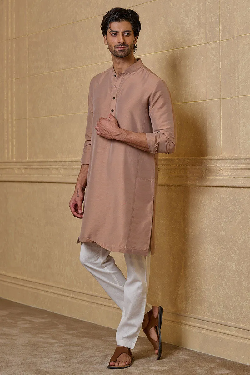 Pink Kurta With Tasva Button Detailing