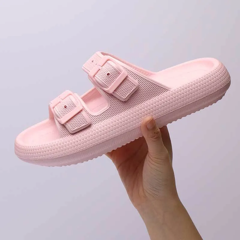 Platform Slippers Women's Summer Buckle Home Shoes Fashion Outdoor Wear Soft Bottom Sandals