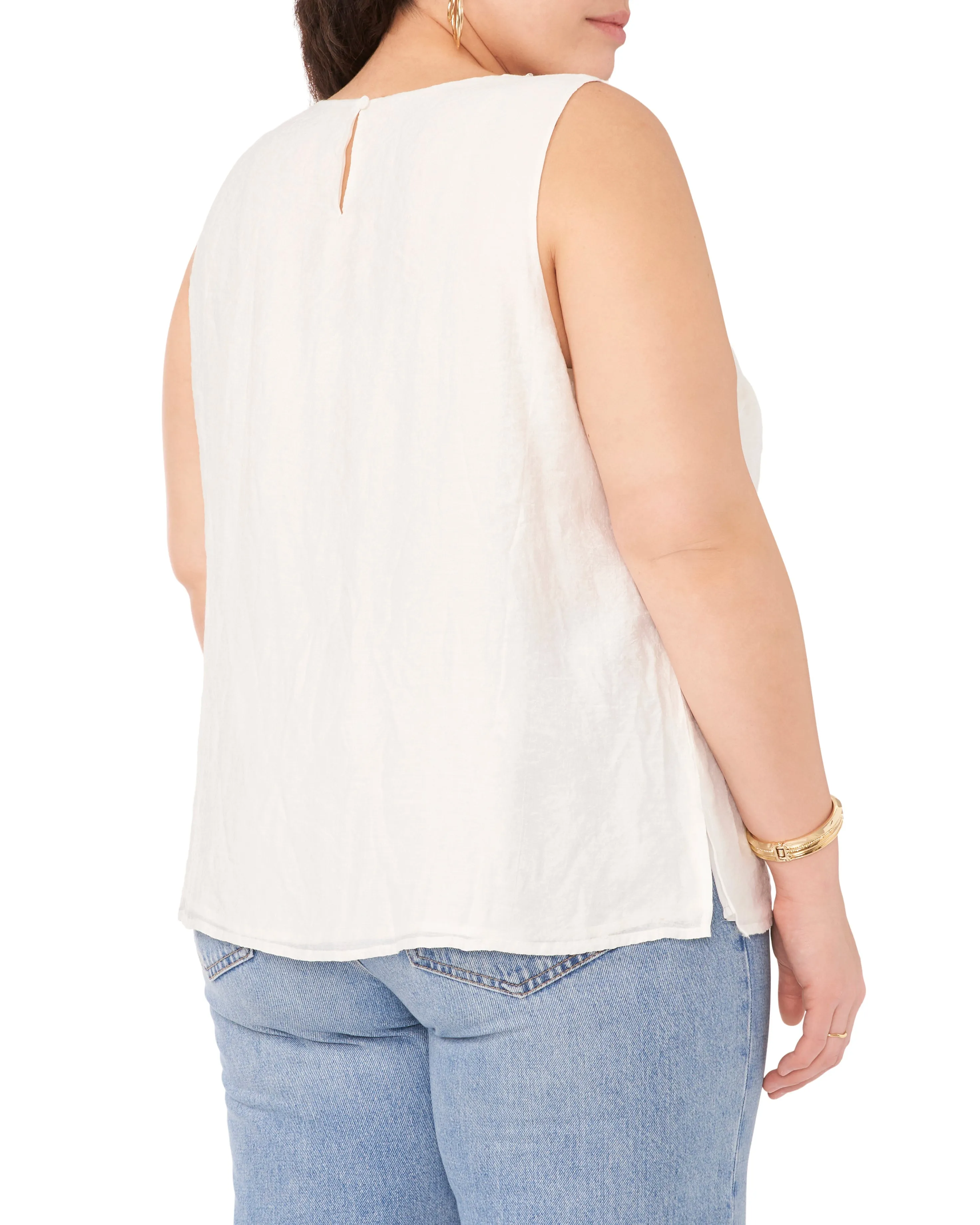 Plus-Size Beaded Sleeveless Blouse