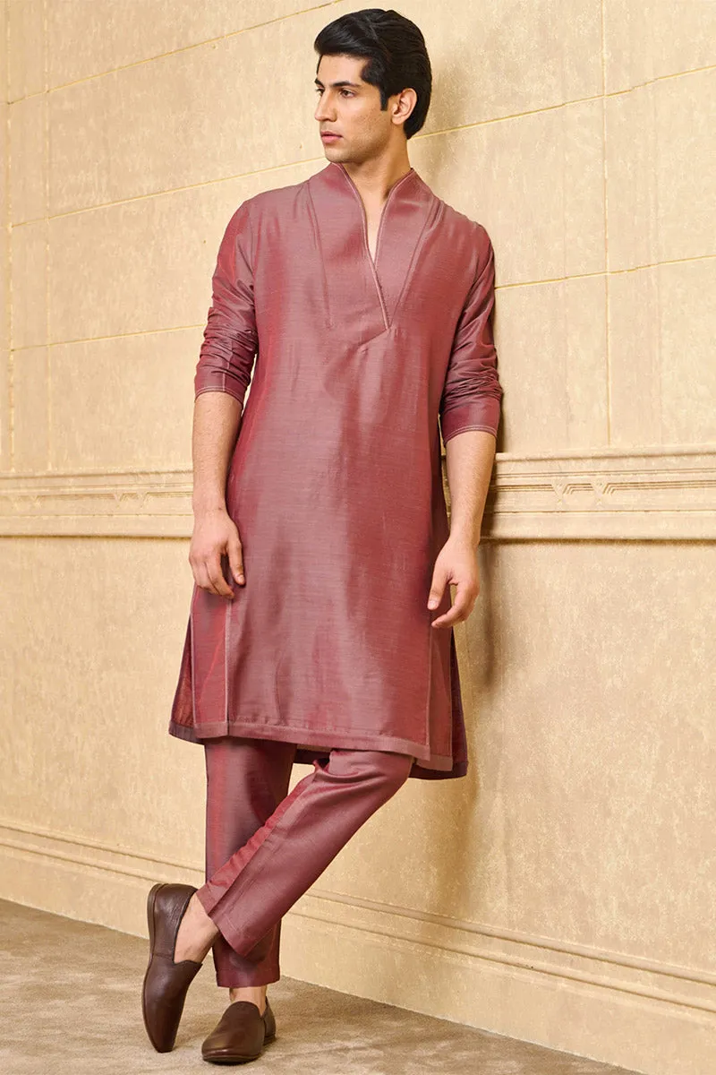 Purple Kurta Set With Asymmetrical Neck