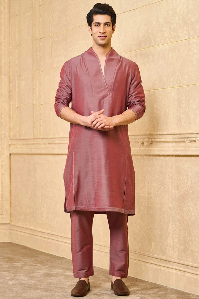 Purple Kurta Set With Asymmetrical Neck