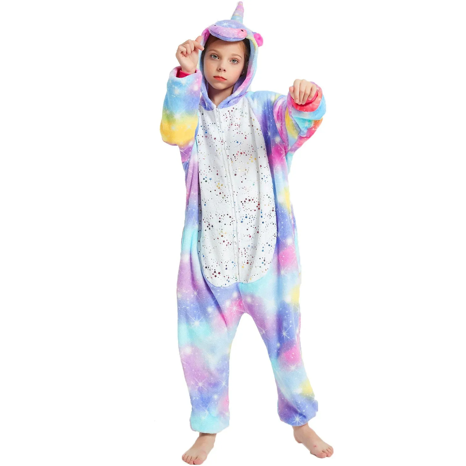 Purple-Yellow Unicorn with Sparkling Stars Kids Onesie