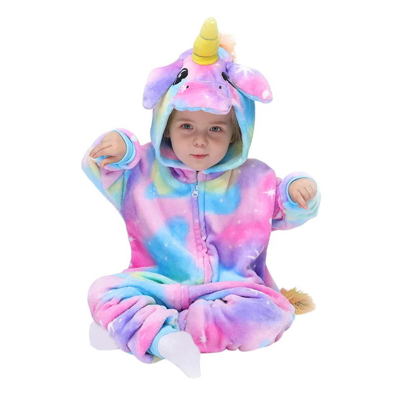 Rainbow Unicorn with Sparkling Stars Baby Onesie