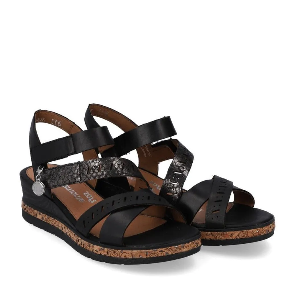 Remonte D3064-01 Odeon Elle Range Black Leather Sandals