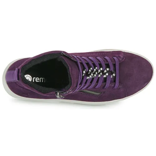 Remonte X Elizabeth Hurley D1C70-30 Aubergine Suede Leather Chunky Trainer Boots