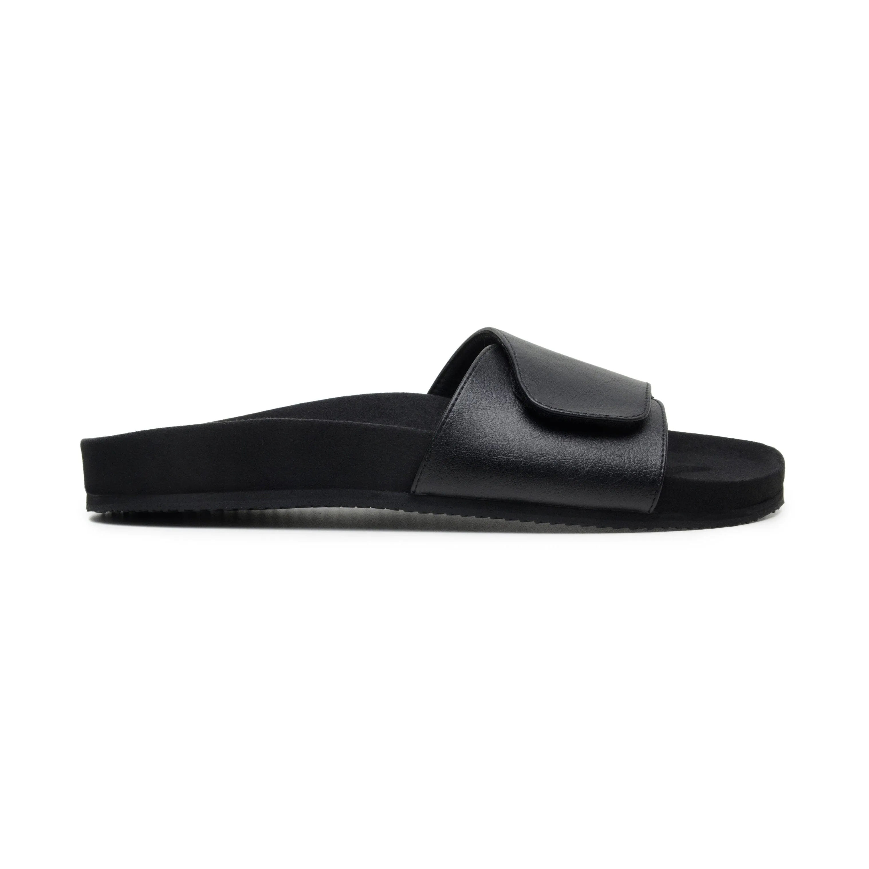 'René' unisex footbed sandal with vegan-leather upper by Zette Shoes - black