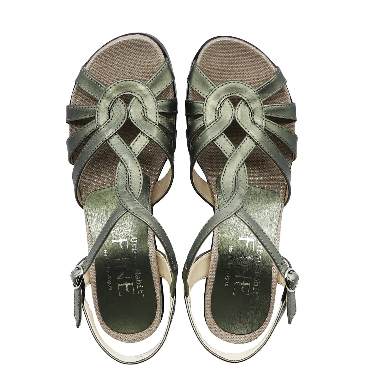 Rikki Metallic Green Soft Walking Sandals