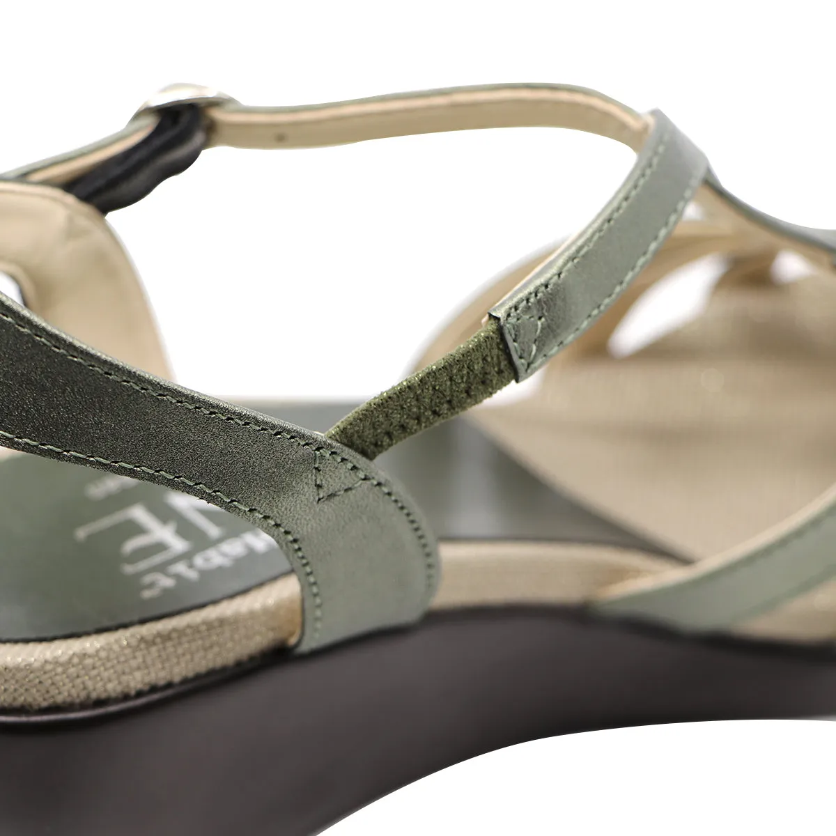 Rikki Metallic Green Soft Walking Sandals