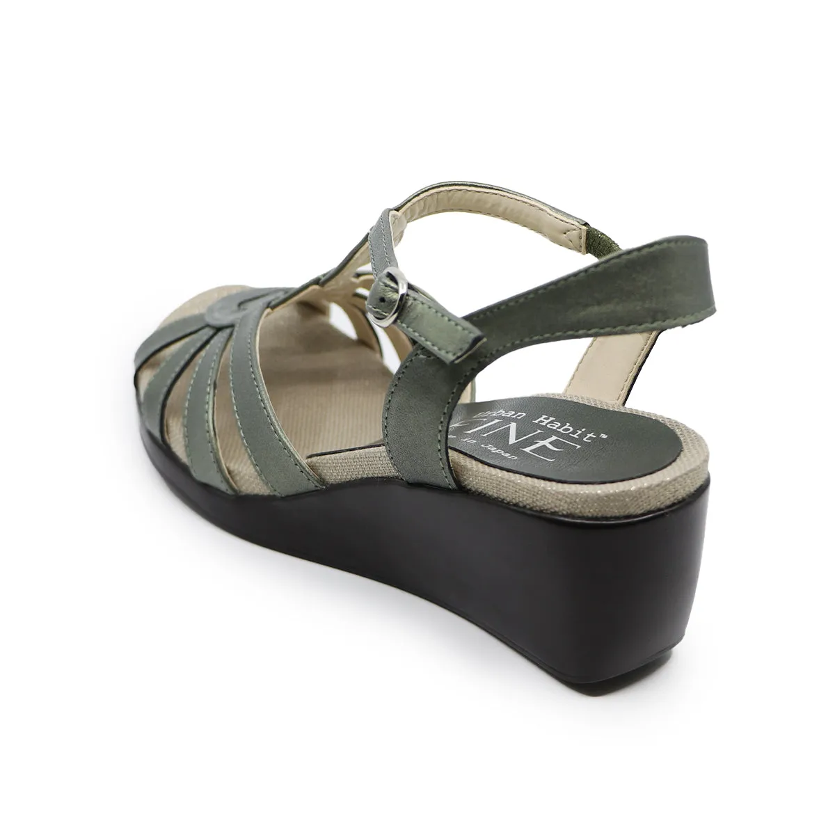 Rikki Metallic Green Soft Walking Sandals