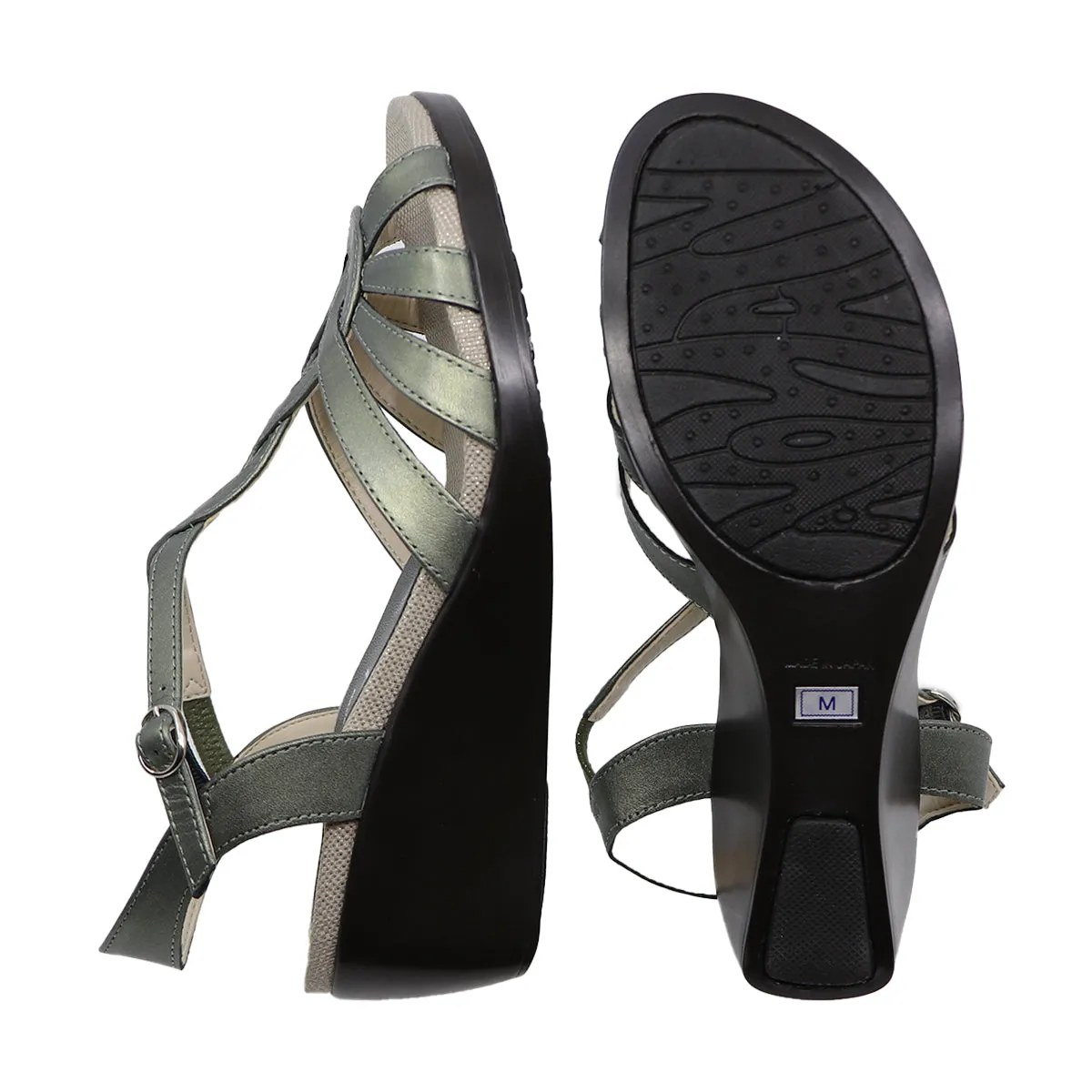 Rikki Metallic Green Soft Walking Sandals