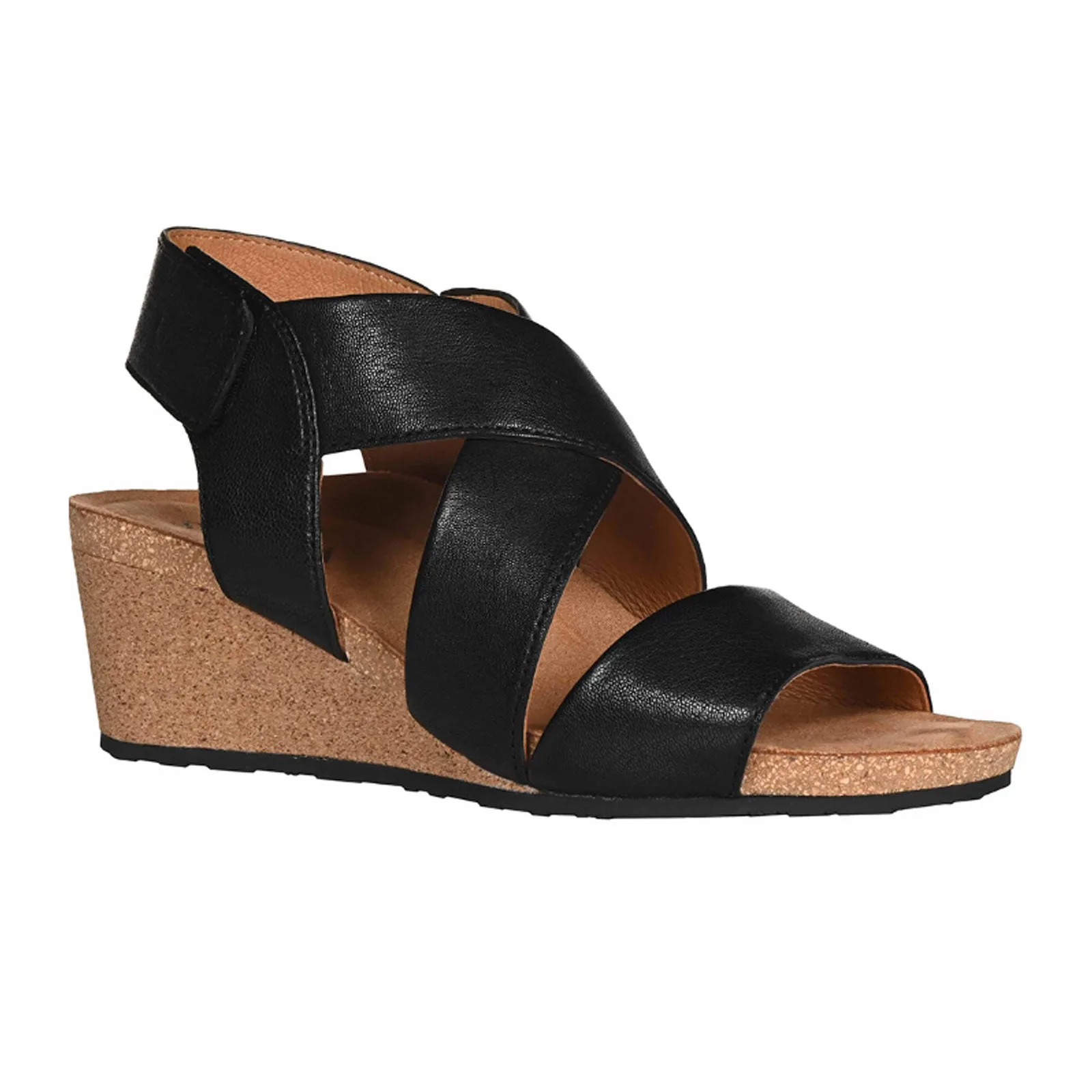 Salvia Robyn Wedge Sandal (Women) - Black Sheep Nappa