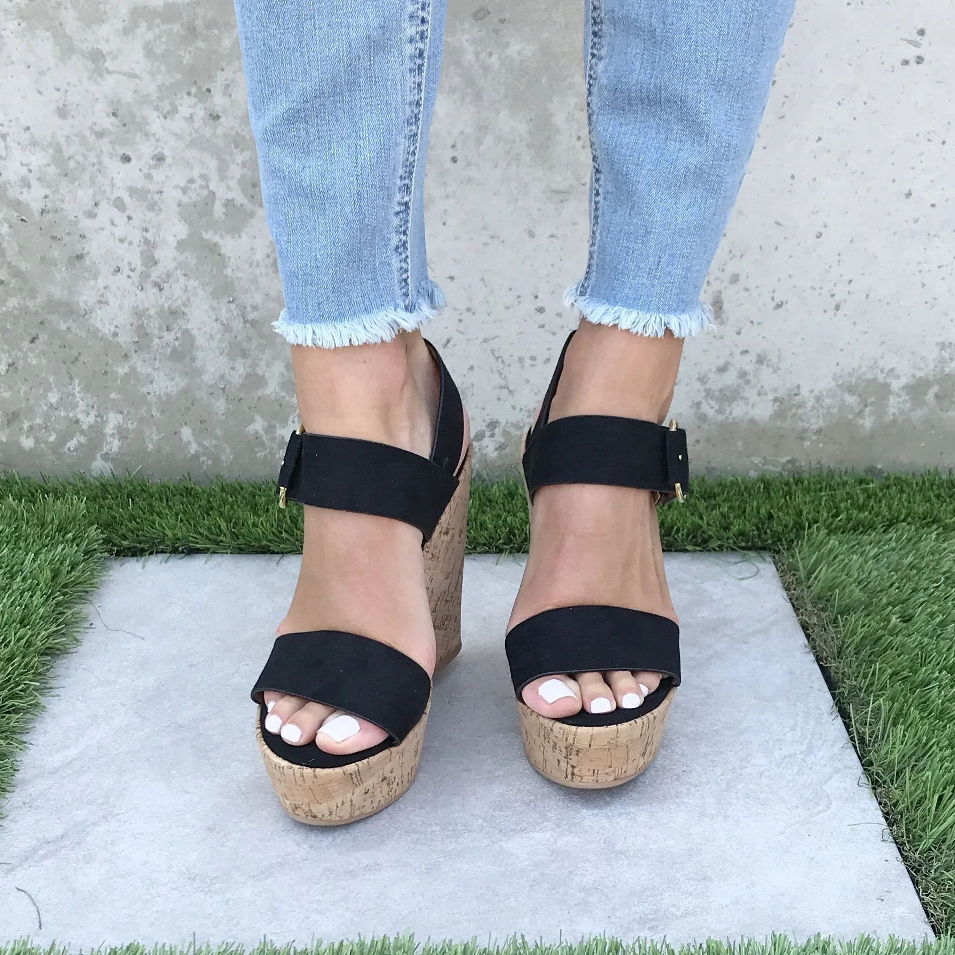 Sands Of Time Platform Wedges in Black