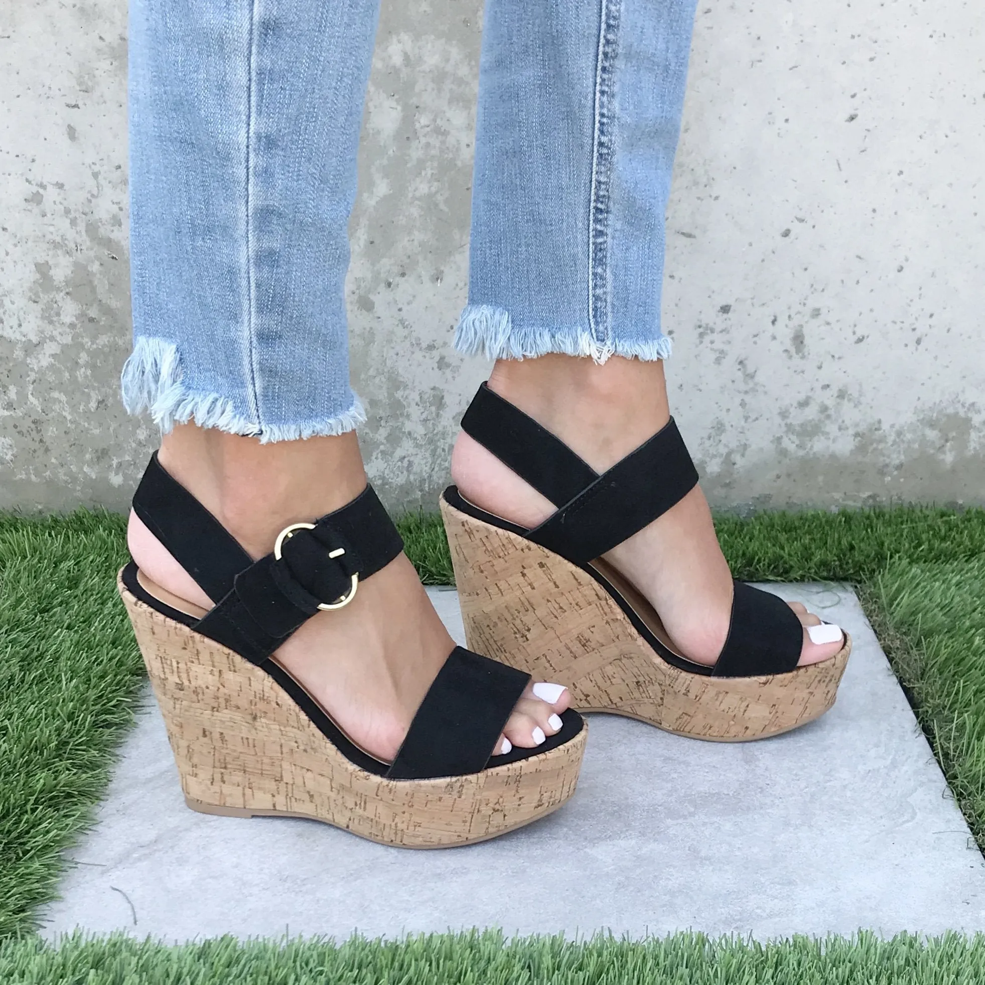 Sands Of Time Platform Wedges in Black