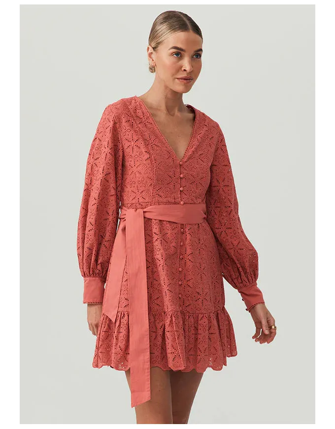 Sara Lace Mini Dress Sangria