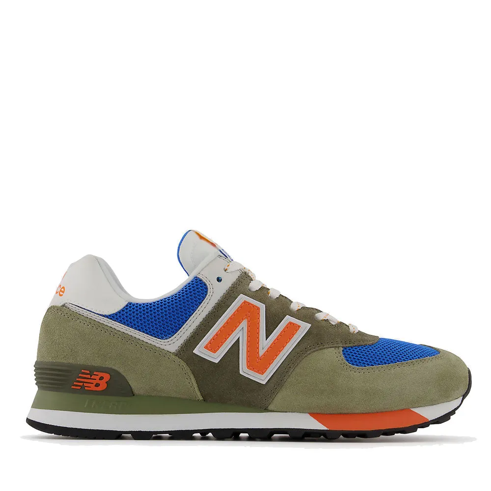 Scarpe Uomo NEW BALANCE Sneakers 574 in Mesh e Suede colore Grey e Orange