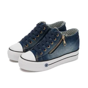 Side Zipper Denim Casual Shoes