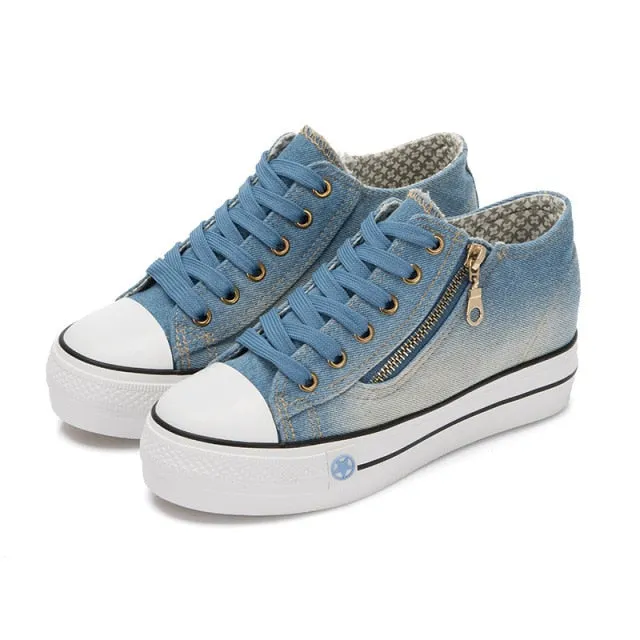 Side Zipper Denim Casual Shoes