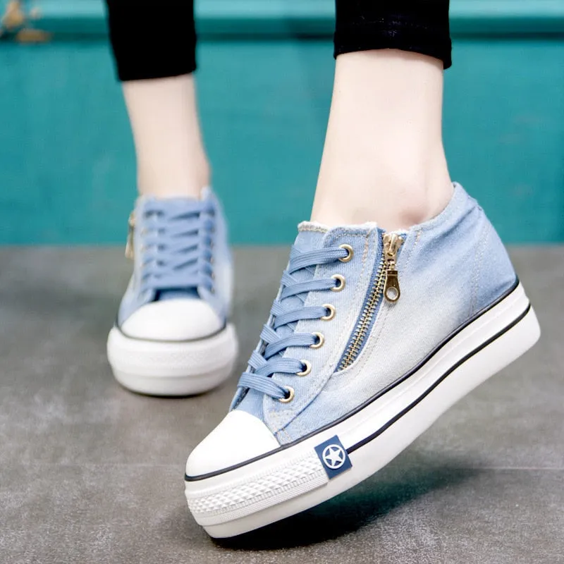 Side Zipper Denim Casual Shoes