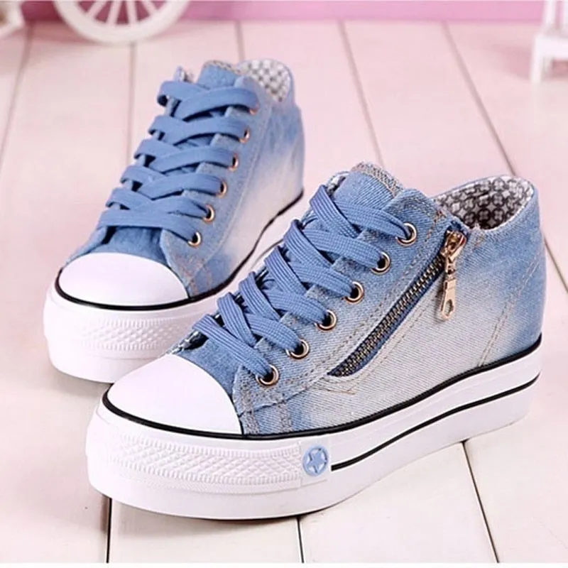 Side Zipper Denim Casual Shoes