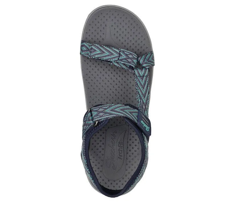 Skechers Womens Arch Fit Reggae Grounded Navy Teal