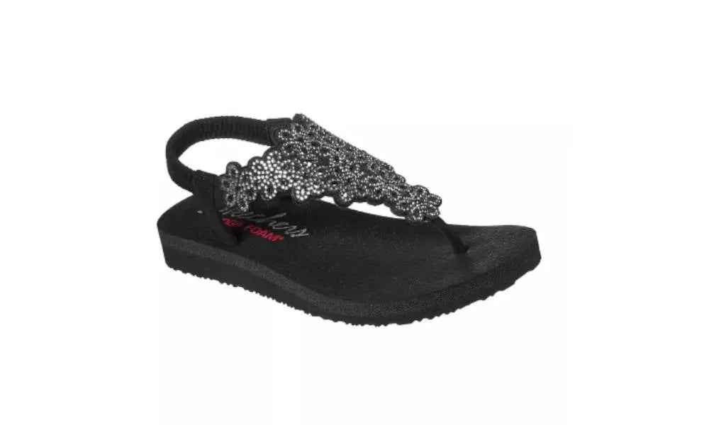 Skechers Womens Meditation Floral Lover Black Silver