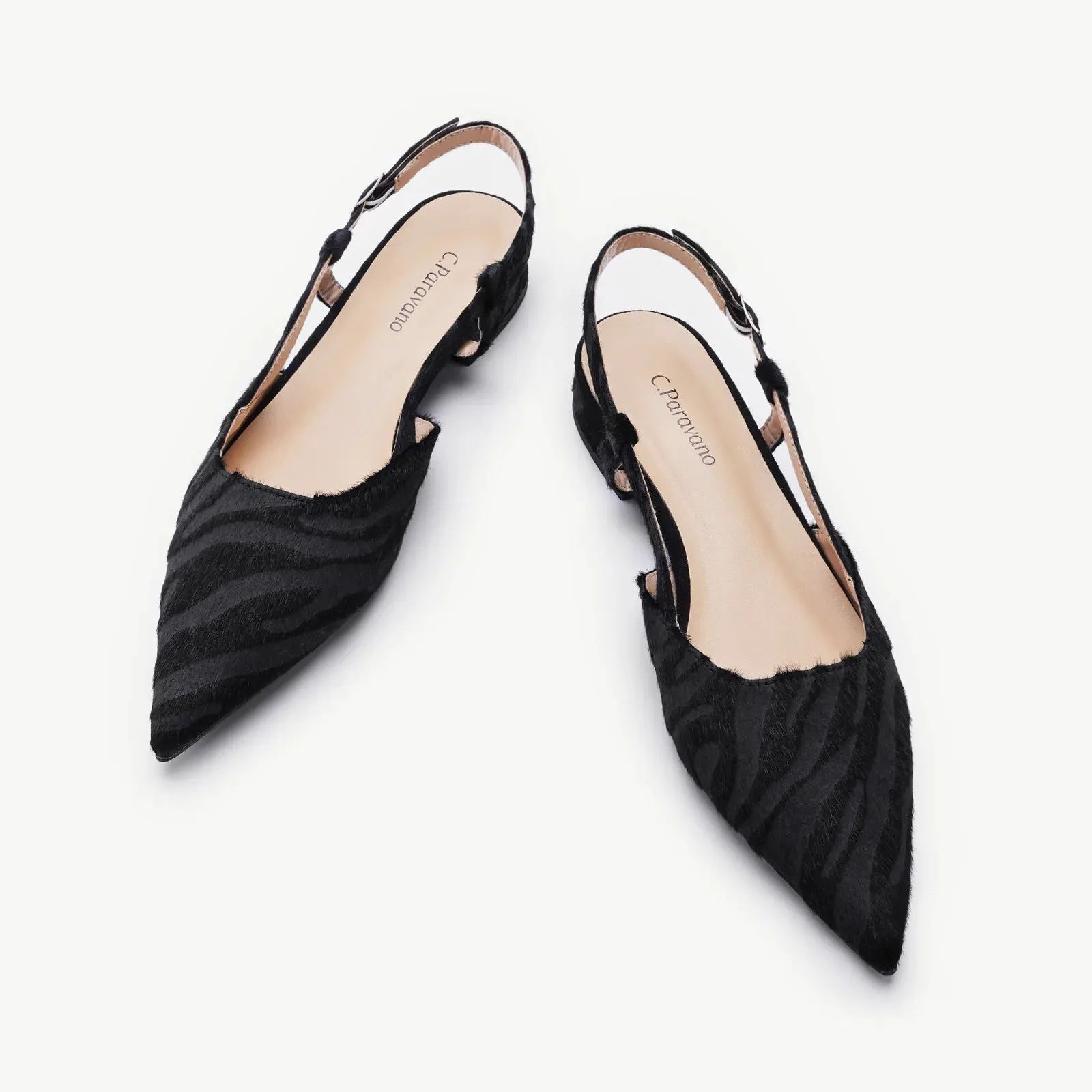 Sleek Prints Slingback Flats (Freya) Zebra