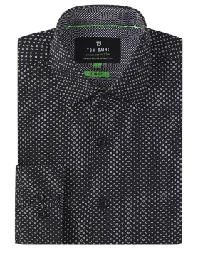 Slim Fit Performance Stretch Button-Up Shirt Dots Black TB126