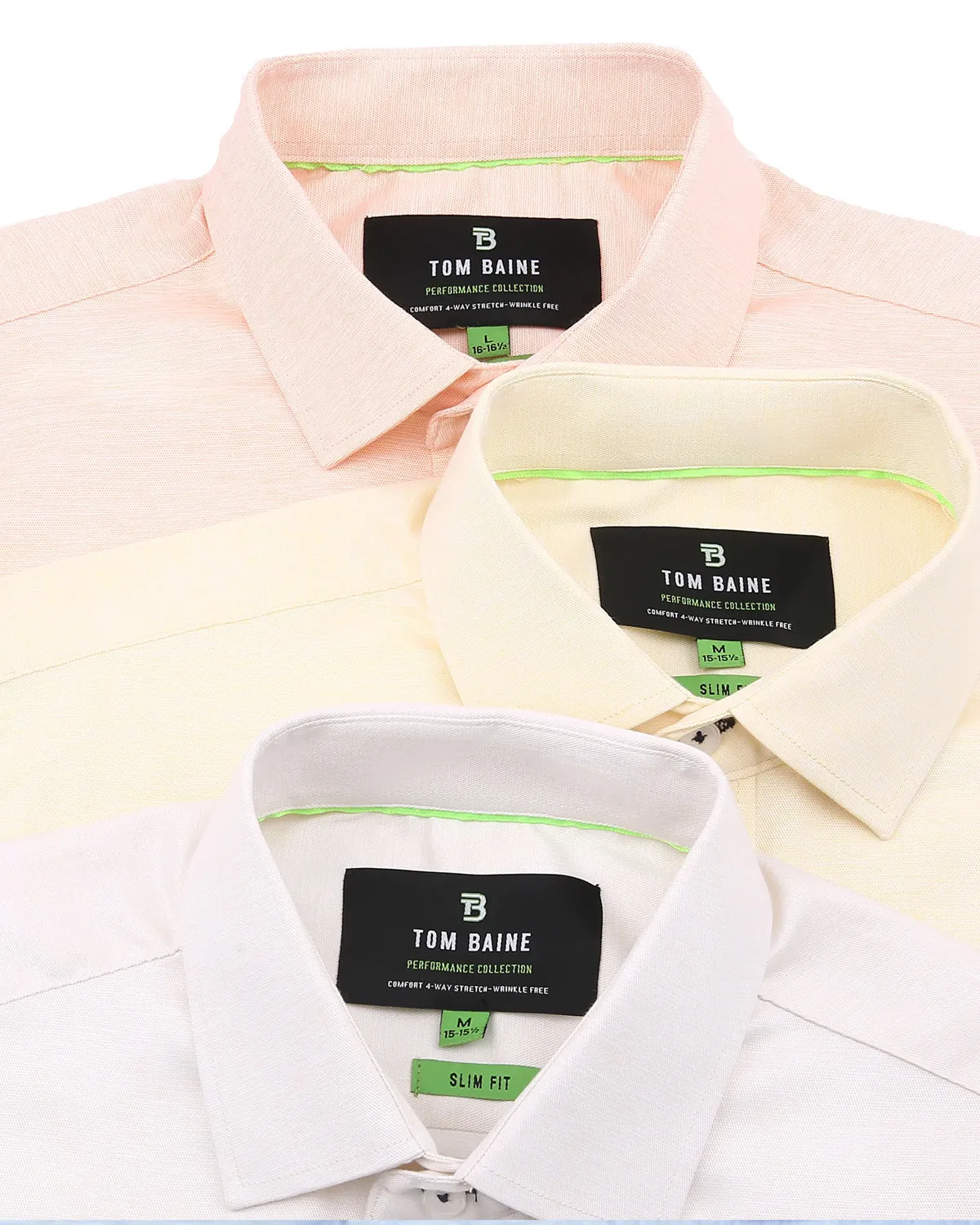 Slim Fit Performance Stretch Button-Up Shirt Plain Pink TB900