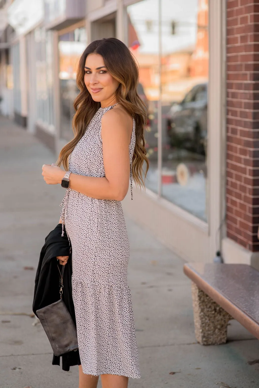 Spotted Cinched Halter Dress