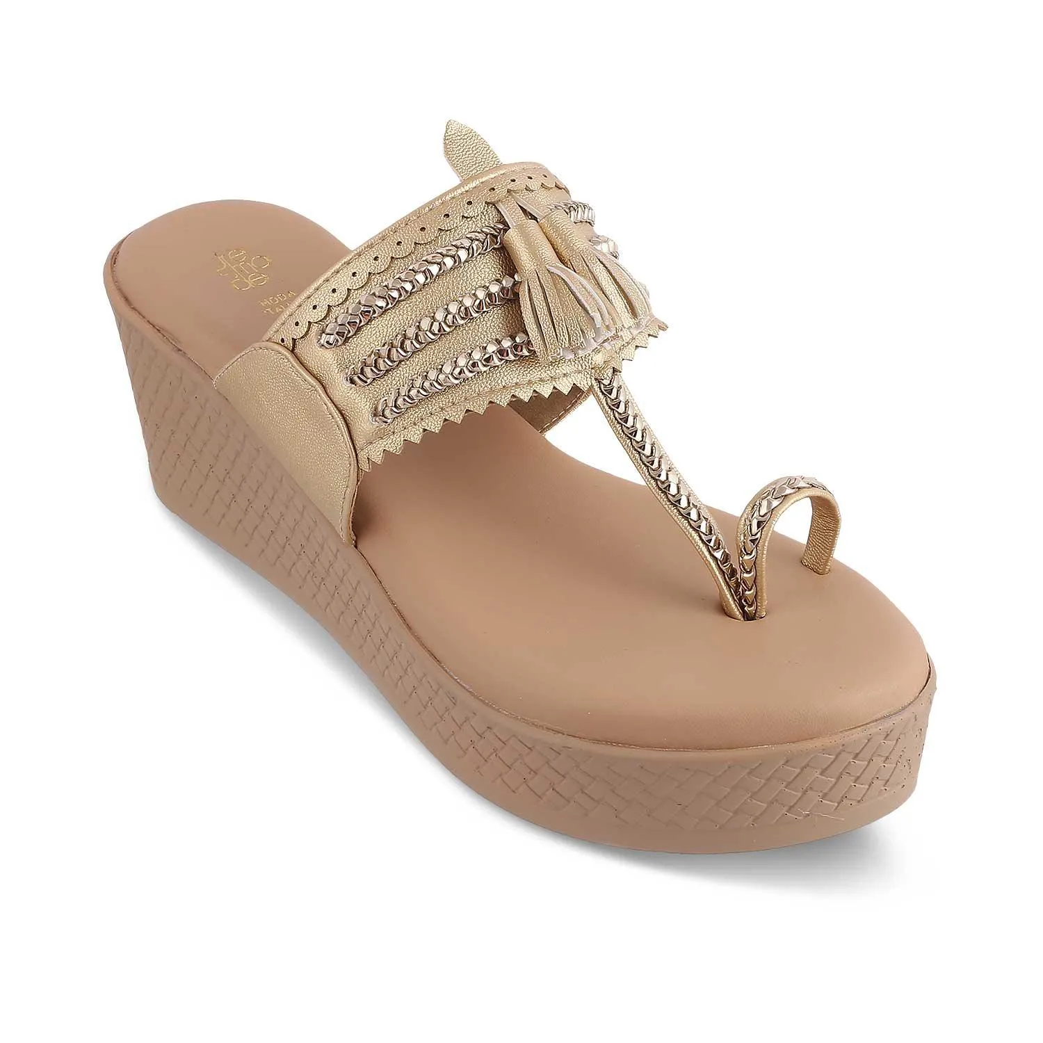 The Makol Gold Women's Dress Wedge Sandals Tresmode