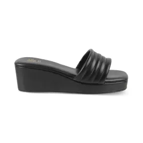 The Skyler Black Women's Casual Wedge Heel Sandals Tresmode