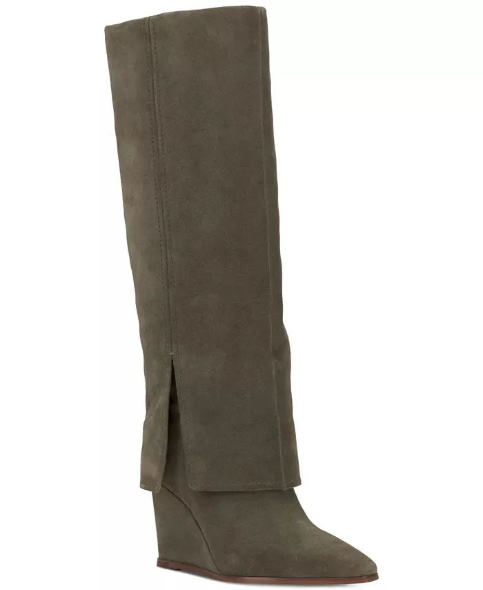 Tibani Cuffed Tall Wedge Boot - Forest