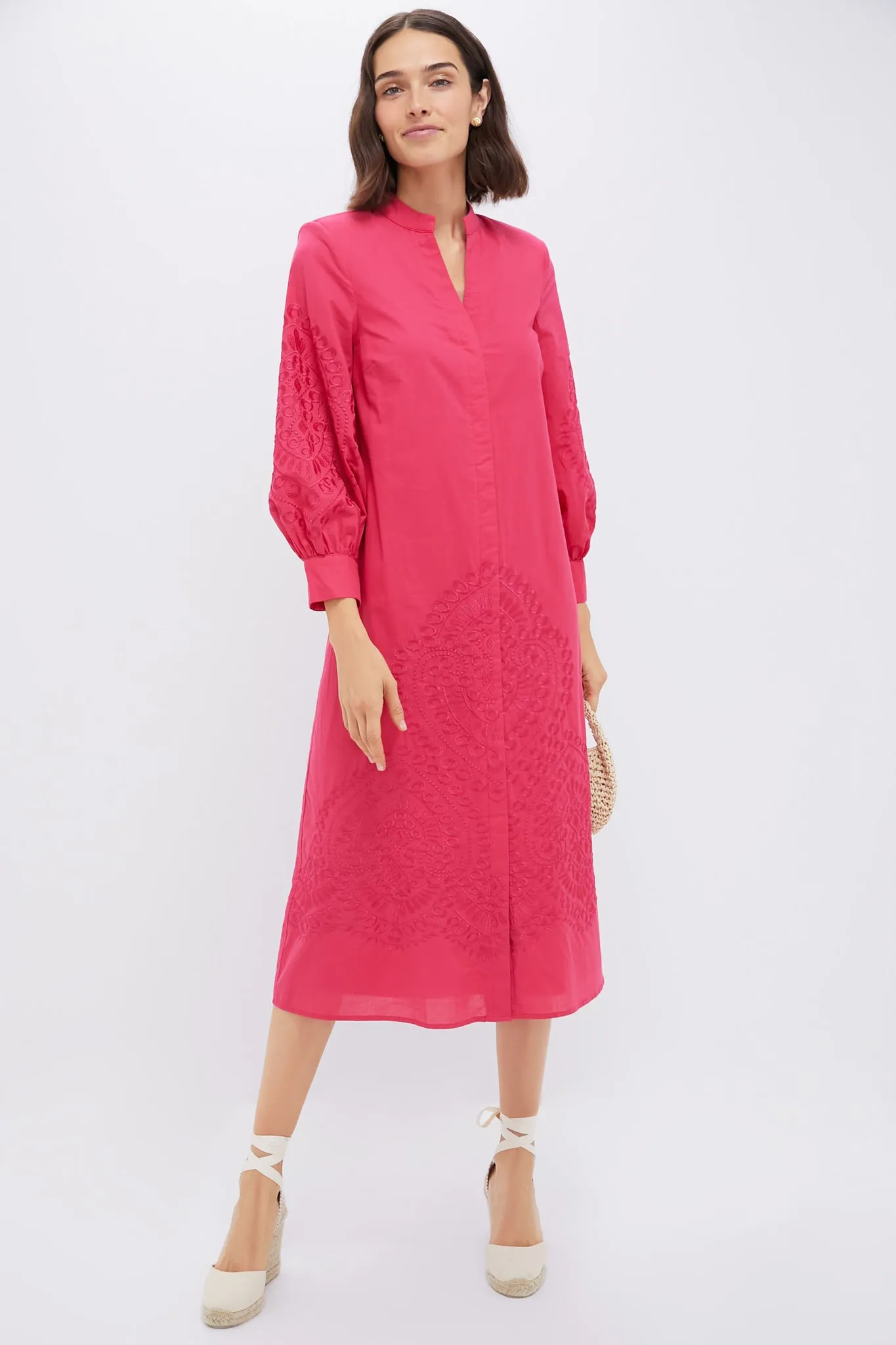 Watermelon Embroidered Wisteria Caftan