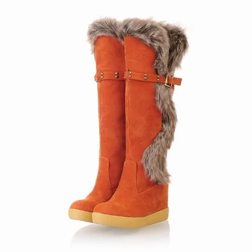 Wedges Faux Rabbit Fur Winter Snow Boots