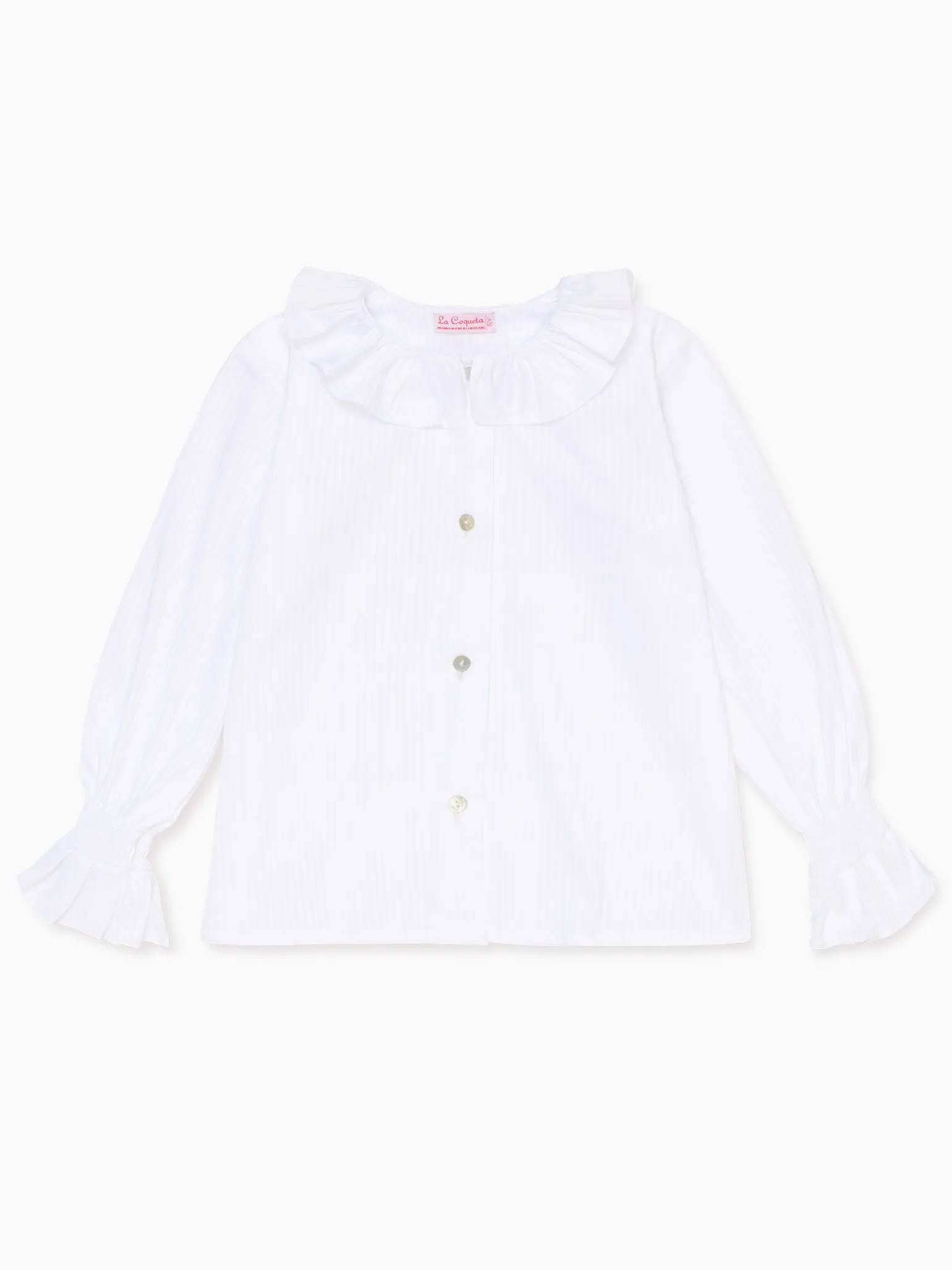 White Carissa Long Sleeve Girl Shirt