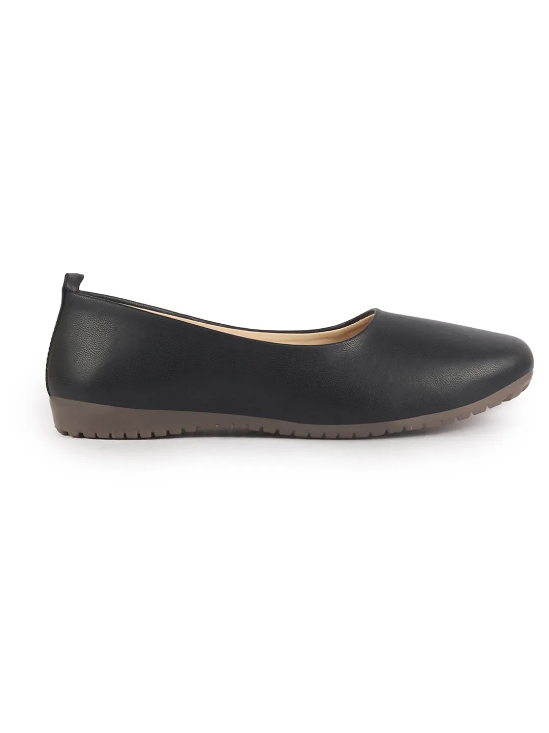 Women Black Comfortable Broad Feet Flat Slip On Ballerina Shoes|Office Shoe|Slip On Shoe|Memory Cushion Sole