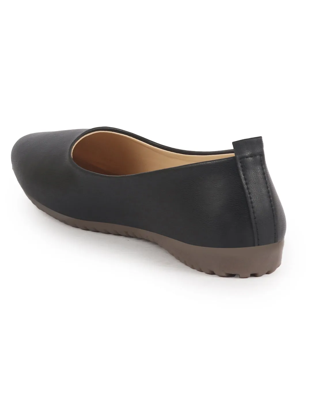 Women Black Comfortable Broad Feet Flat Slip On Ballerina Shoes|Office Shoe|Slip On Shoe|Memory Cushion Sole