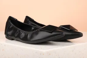 Women Black Solid Flats Ballerinas