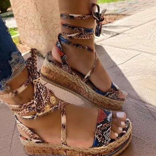 Women gladiator platform ankle 
strappy sandals