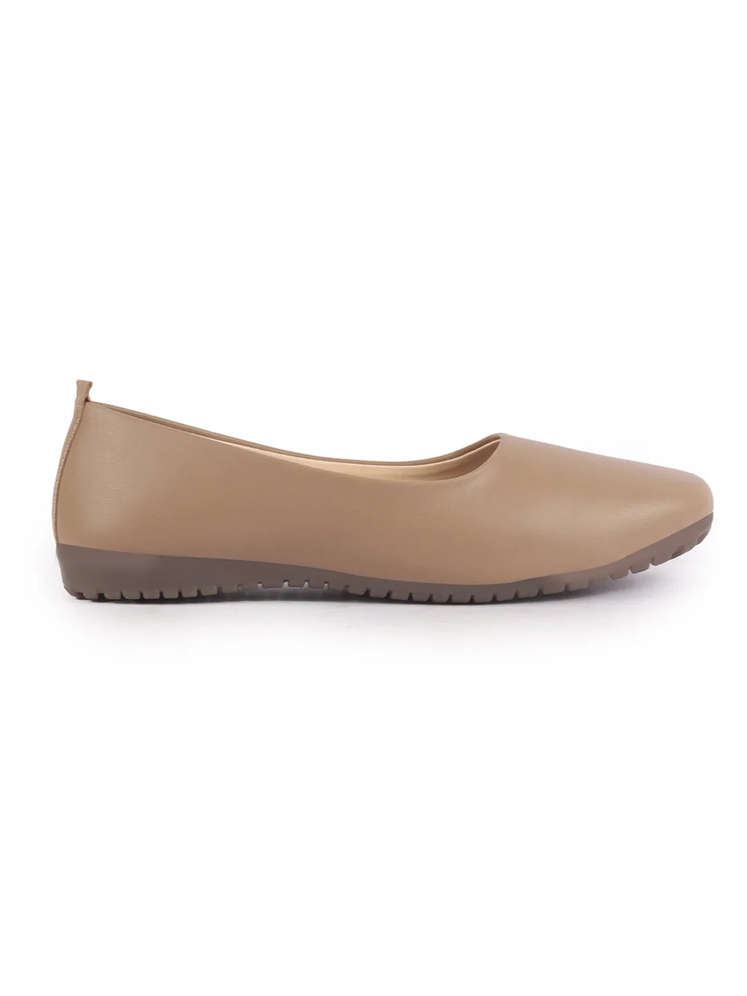 Women Light Brown Comfortable Broad Feet Flat Slip On Ballerina Shoes|Office Shoe|Slip On Shoe|Memory Cushion Sole