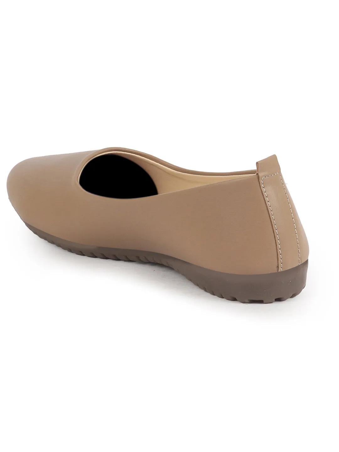 Women Light Brown Comfortable Broad Feet Flat Slip On Ballerina Shoes|Office Shoe|Slip On Shoe|Memory Cushion Sole