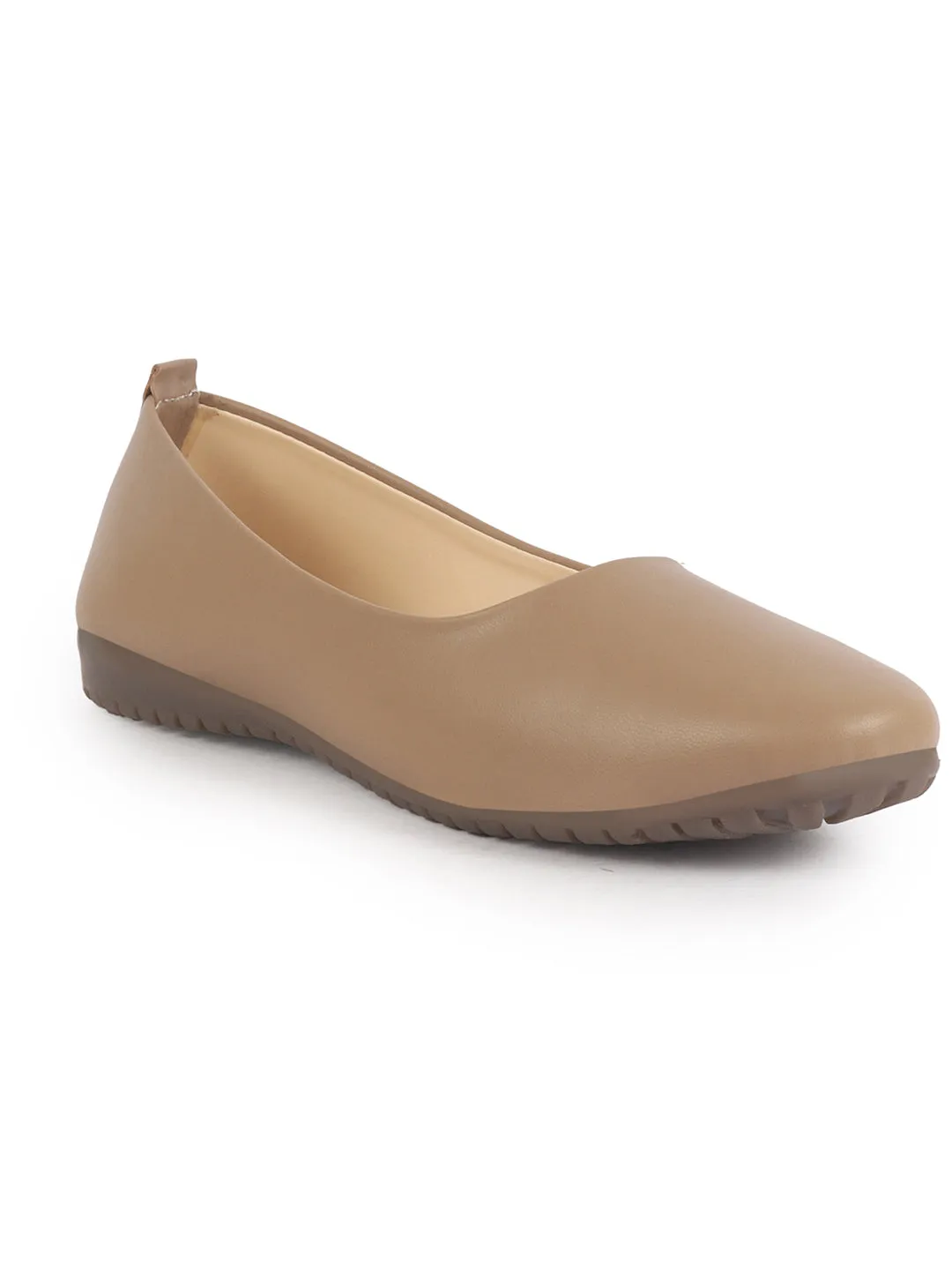 Women Light Brown Comfortable Broad Feet Flat Slip On Ballerina Shoes|Office Shoe|Slip On Shoe|Memory Cushion Sole