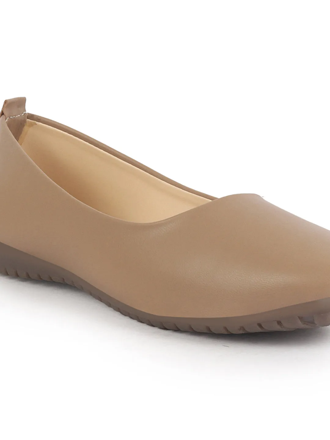 Women Light Brown Comfortable Broad Feet Flat Slip On Ballerina Shoes|Office Shoe|Slip On Shoe|Memory Cushion Sole