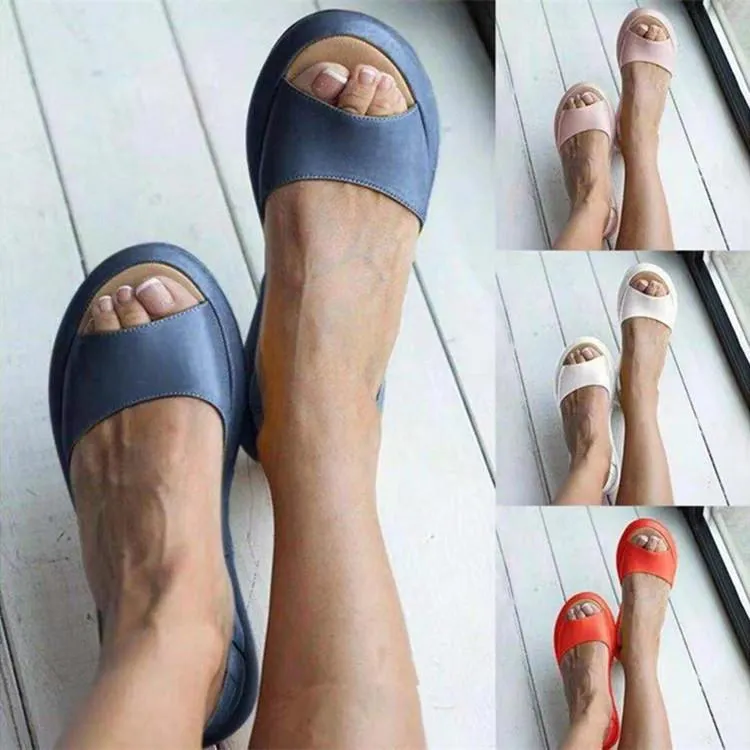 Women peep toe elastic strap slip on flat sandals