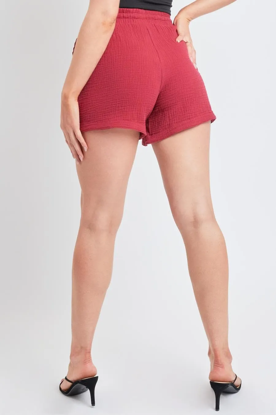 Women's Double Gauze Drawstring Banded Hem Shorts Deal