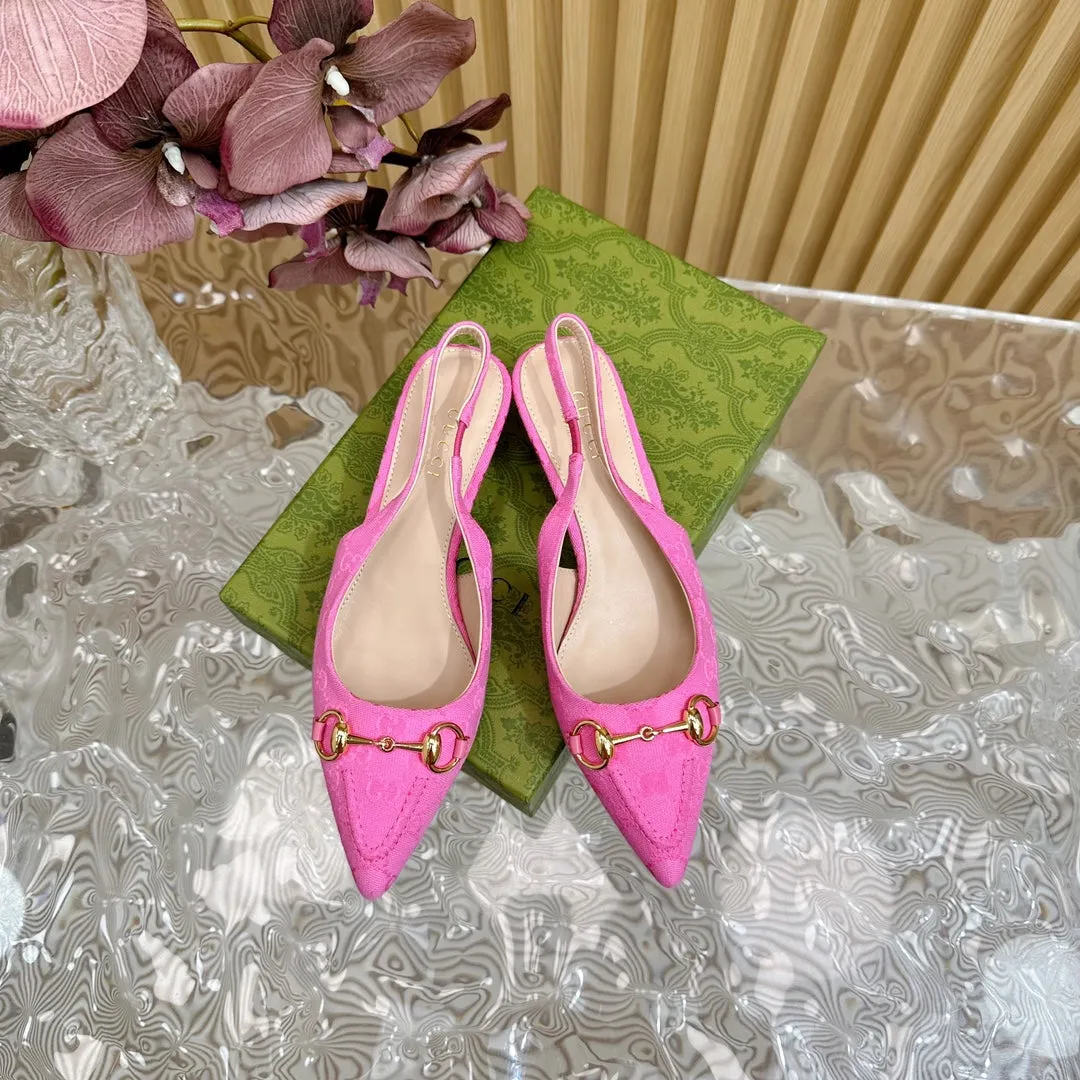 WOMEN'S HORSEBIT SLINGBACK PUMP BRIGHT PINK CANVAS