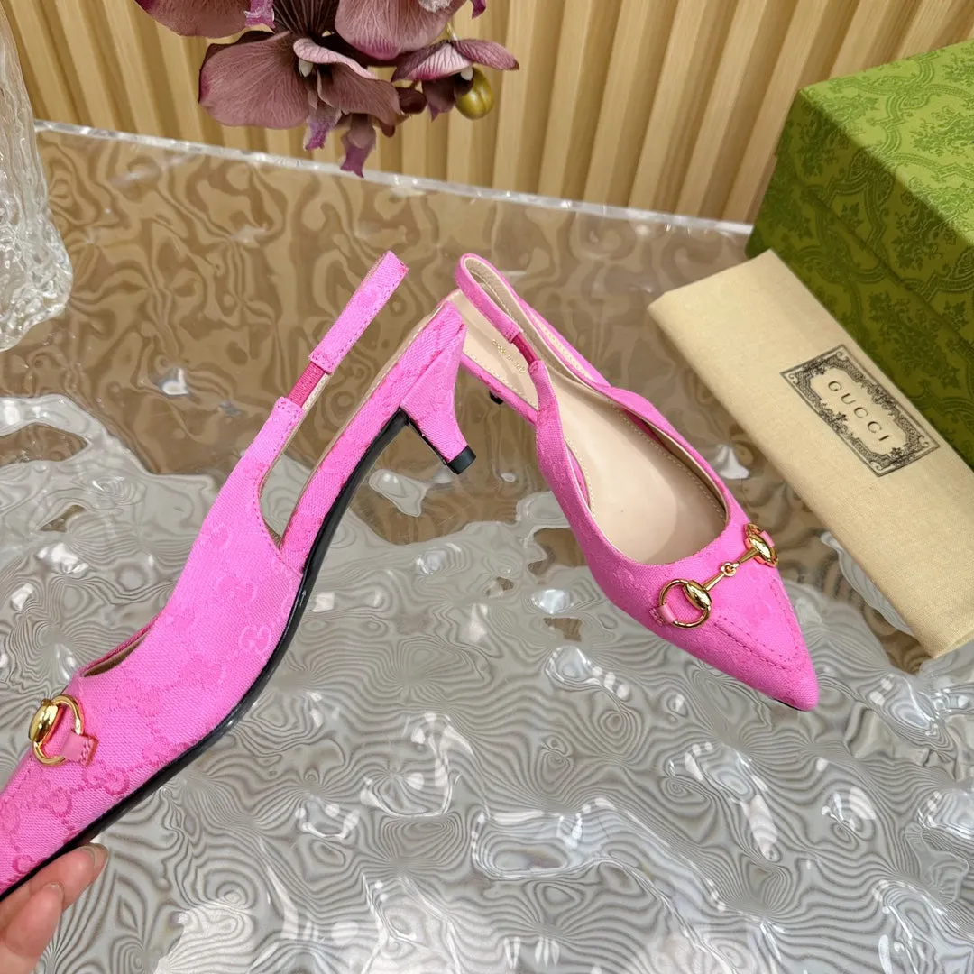 WOMEN'S HORSEBIT SLINGBACK PUMP BRIGHT PINK CANVAS