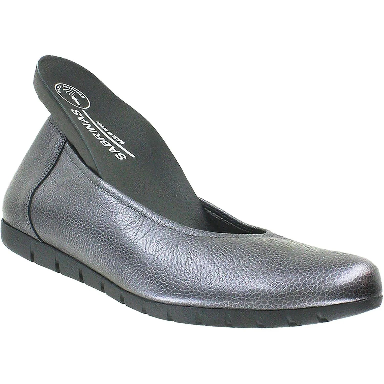 Women's Sabrinas Bruselas 85020 with Removable Arch Support Footbed Plomo Silver Pebbled Leather